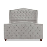 Marcella Upholstered Shelter Headboard Bed Set, Queen, Silver Grey Polyester B2719P238216