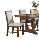 ZNTS Transitional Style 2pcs Side Chairs Rustic Oak Solid wood Beige Fabric Dining Room Furniture Chair B011P197294