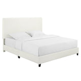 King Size White Boucle Upholstered Platform Bed B108P160257