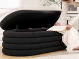 Fuji 49" Upholstered Oval Storage Bench, Ebony Black Boucle B2719P238463