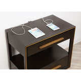 2 Drawers Nightstand with Shelf in Smoked Peppercorn Finish B016P255632
