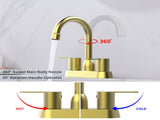 2 Handles Brushed Gold Faucet, Centerset RV Bathroom Faucets for 3 Hole Unable ship on weekends, 14749079