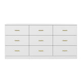 ZNTS Modern White 9-Drawer Dresser for Bedroom - Ample Storage Wide Chest of Drawers, Sturdy & Safe W1785136033