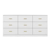 Modern White 9-Drawer Dresser for Bedroom - Ample Storage Wide Chest of Drawers, Sturdy & Safe W1785P324461