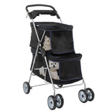 ZNTS Pet Stroller for 2 Dogs and Cats, Double 4 Wheel Cat Pet Carriers Bag Jogger for Small Medium Pets, 11499507