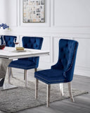 ZNTS Contemporary Blue Color Flannelette 2pcs Side Chairs Button-Tufted Upholstered Dining Chairs B011P208975