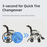 Aluminum alloy multi-function wheelchair. Unique 6 tire design. Quickly switch between self-use and W3121P297435
