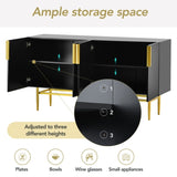 Modern Elegant 4-door Sideboard Gold Metal Handle Buffet Cabinet for Dining Room, Living Room, 38101165