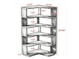 65 Inch L Shaped Corner Bookshelf with 6 Tier Display Shelves and Anti Drop Panel 39985626