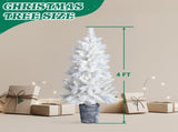 4 FT White Artificial Christmas Tree with Pot Stand, Potted Xmas Pine Tree with 200 Branch Tips for 52419562