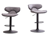 Masaccio Weathered Upholstery Airlift Adjustable Swivel Barstool with Chrome Base, Set of 2, Grey T2574P165092