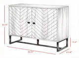 31.5" Modern Buffet Cabinet, Adjustable Shelf, Steel Base, 2 Chevron Doors Sideboard 49051062
