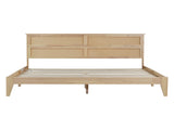 King Size Solid Wood Bed with Rattan Headboard, Rubber Wood Bed with Central Support Beams and W504P444380