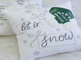 Let It Snow Christmas Throw Pillow 20x20" Square Cotton Cushion with Green Knit Hat Design and B357P609251