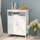 ZNTS Bathroom standing storage with double shutter doors cabinet-White 01478226