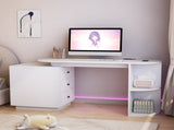 Modern Home Office Table,Expandable Desk with Storage Drawers Open Shelf,Computer Desk with Hutch W1321P359251
