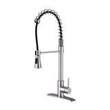 Commercial Modern Single Handle Spring High Arc Kitchen Faucet Brushed Nickel JYD0674BN
