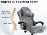 Ergonomic Gaming Chair, Video Game Chair with Massage Lumbar Support and Footrest, Height Adjustable 19714331