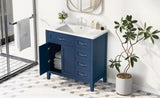 ZNTS 36" Bathroom Vanity with Sink Combo, Blue Bathroom Cabinet with Drawers, Solid Frame and MDF Board 11515323