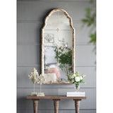 22" x 48" Large Cream & Gold Framed Wall Mirror, Wood Arched Mirror with Decorative Window Look for W2078P155651
