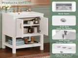 24" Modern Bathroom Vanity with Elegant Twill Design & Soft-Close Hinges, Bathroom Cabinet with Back N710P446535K