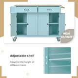 Kitchen Island Cart with 4 Door Cabinet and Two Drawers and 2 Locking Wheels - Solid Wood Top, 78818637