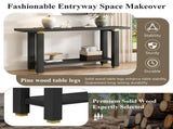 U_Style 62.9" Modern Minimalist Console Table, Solid Wood Entryway Sofa Table with Metal Accents, N711P289140B