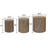 Set of 3 Nautral Wood Coffee Table with clear and visible tree rings W2729P199132