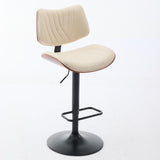 Walnut Bentwood Bar Stools Mid Century Modern Adjustable Counter Height Black Leather Upholstered W1143P173515