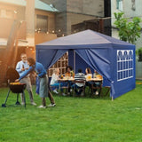 ZNTS 10'x10' Gazebo Waterproof Outdoor Canopy Patio Tent Party Tent for Wedding BBQ Cater, Blue 44411827