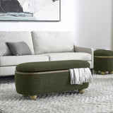 Storage Ottoman Bench, Upholstered End of Bed Ottoman Bench with and Seating, Large Blanket W487P179605