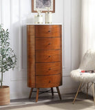 Walnut Finish 1pc Chest of Five Drawers Marble Top Ball Bearing Glides Bedroom Furniture B01146546