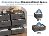 10-Drawer Fabric Dresser, Large Storage Tower for Bedroom, Closet, Living Room, Gray 63678886