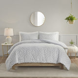 King/Cal King 3 Piece Tufted Woven Medallion Duvet Cover Set B035129154