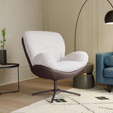 360&deg Swivel Office Chair, Modern Chenille Chair with Faux Leather and Black Metal Base Frame, No N817P205024W