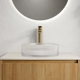 SONNY 14'' Bathroom Round Crystal Glass Sink without Faucet, Transparent W2615P318240