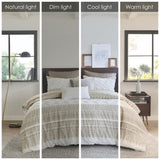 King/Cal King 3 Piece Cotton Duvet Cover Set with Chenille Tufting B035129139