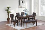 ZNTS Beautiful Dining Room Furniture Walnut / Black 6pcs Set Dining Table 4x Side Chairs Bench Unique B011P291548