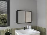 Medicine Cabinet 21.1" H, 1 Door, 4 Shelves, 1 Mirror, Black B097P250885