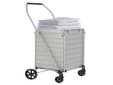 Shopping Cart with Shelf,Grocery Cart on Wheels, Foldable Utility Shopping Carts with Double Basket 83512660