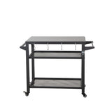 ZNTS 3-Shelf Outdoor Grill Table, Grill Cart Outdoor with Wheels, Pizza Oven Table and Food Prep Table, W1859P170284