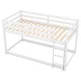 ZNTS Twin over Twin Floor Bunk Bed with Ladder , White 84319006