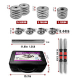 44Lbs Adjustable Dumbbell Set With 3 in 1 Dumbbell Barbell Metal Connecting Rod, Chromed Weights, 95222236