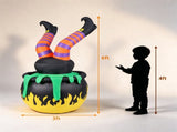 6FT Halloween Inflatable Animated Kicking Witch, LED Light Up Flaming Cauldron, Weather Resistant 47706562