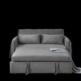 55" Modern Convertible Sofa Bed with 2 Detachable Arm Pockets, Velvet Loveseat Sofa with Pull Out W119363990