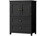 2-Drawer 2-Cabinet-Door Vertical-Grain MDF Painted Bathroom Cabinet 23.62*11.81*43.31in Black 10953563