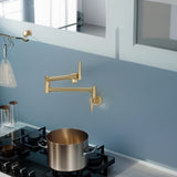 Pot Filler Faucet - Wall Mount Kitchen Sink Faucet Folding Stretchable with Single Hole Two Handles, W1243P262577