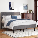 Queen Size Bed Frame with Storage Headboard, Platform Bed No Noise, Mattress Foundation Strong W2896P208861