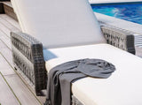 Outdoor Long Reclining Chaise, Wicker Lounge with Armrests, Patio Adjustable Recliner with Soft 81501367