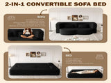 Modern Floor Sofa with 2 Pillows,Convertible Teddy Fabric Foam-Filled Sleeper Sofa Bed,15" Twin Size 50809043